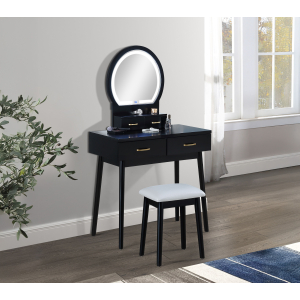 Cecilia - Vanity Table & Stool - Black