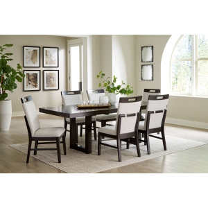Neymorton - 7 Pc. - Rectangular Extension Table, 6 Side Chairs - Dark Grayish Brown