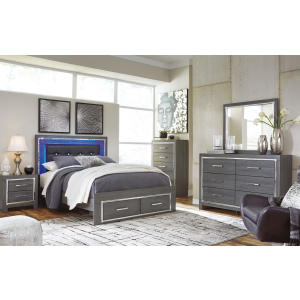 Lodanna - 7 Pc. - Dresser, Mirror, Queen Panel Bed, 2 Nightstands - Gray