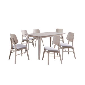 Oscar - Rectangle Table & 6 Chairs - White Ash