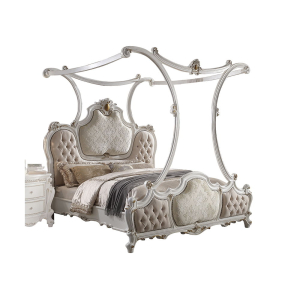 Picardy - 78## Eastern King Bed - Fabric & Antique Pearl