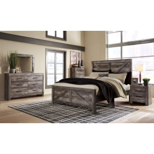 Wynnlow - 5 Pc. - Dresser, Mirror, King Crossbuck Panel Bed - Gray
