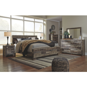 Derekson - 6 Pc. - Dresser, Mirror, Chest, King Panel Bed - Multi Gray