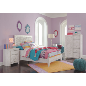 Paxberry - 4 Pc. - Full Panel Bed, Dressing Chest, Nightstand - Whitewash
