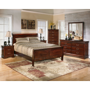 Alisdair - 6 Pc. - Dresser, Mirror, Chest, California King Sleigh Bed, Nightstand - Dark Brown
