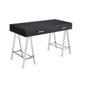 Coleen - Writing Desk - Black High Gloss & Chrome