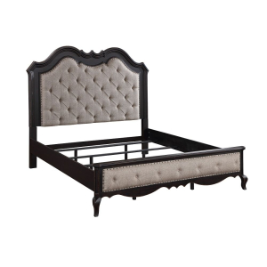 Chelmsford - Queen Bed - Beige Fabric & Antique Black
