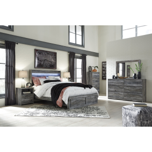 Baystorm - 8 Pc. - Dresser, Mirror, King Panel Bed with 2 Storage Drawers, 2 Nightstands - Gray