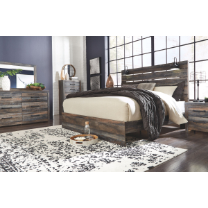 Drystan - 6 Pc. - Dresser, Mirror, Chest, King Panel Bed - Brown / Beige