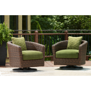 Horizon Hall - Swivel Lounge With Cushion - Brown / Green