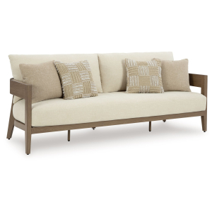 Serene Bay - Sofa With Cushion - Dark Brown / White