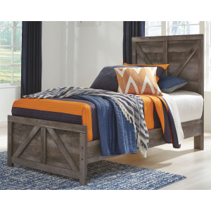 Wynnlow - Twin Crossbuck Panel Bed - Gray