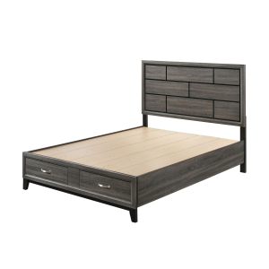Valdemar - Eastern King Bed With Storage - Weathered Gray