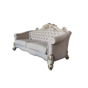 Vendome II - Sofa With 6 Pillows - Two Tone Ivory Fabric & Antique Pearl