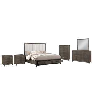 Landon - 6/6 Eastern King 6 Piece Bedroom Set (Bed & Dresser & Mirror & Chest & 2 Nightstands) - Walnut