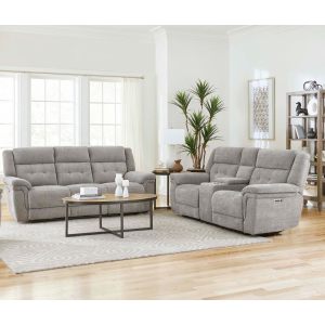 Richland - Power Reclining Sofa And Loveseat - Bristol Gray
