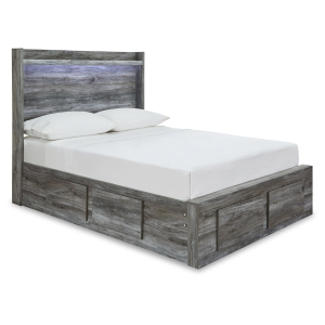 Baystorm - Full Panel Bed With 4 Storage Drawers - Gray