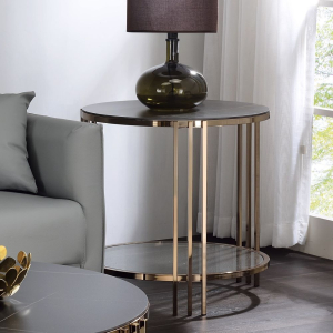Zaidee - End Table - Sintered Stone & Champagne