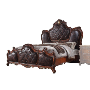 Picardy - Eastern King Bed - Synthetic Leather & Honey Oak
