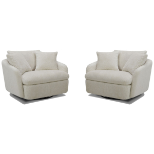 Boomer - Large Swivel Chair With 2 Toss Pillows (Set of 2) - Utopia Sand