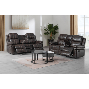 Kellen - P1 2 Piece Sofa & Loveseat Power Footrest - Brown