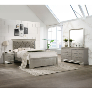 Amalia - Full 4 Piece Bedroom Set - Silver