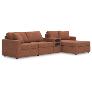Modmax - 4-Piece Sectional With Raf Corner Chaise And Audio System Console - Spice