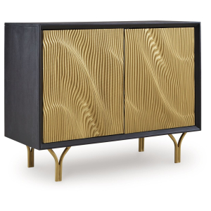 Tayner - Accent Cabinet - Black / Gold Finish