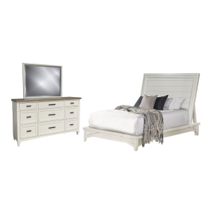 Americana Modern Bedroom - King Platform Bed With Dresser And Mirror - Cotton