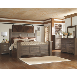 Juararo - 5 Pc. - Dresser, Mirror, King Poster Bed - Dark Brown