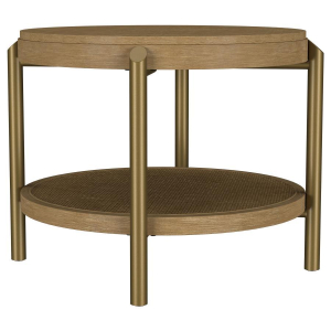 Arini - Round End Side Table With Storage Shelf - Sand Wash