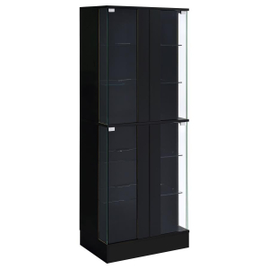 Cabra - 4-Door LED Curio Display Cabinet - Black High Gloss