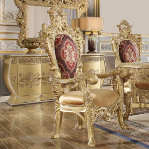 Bernadette - Arm Chair (Set of 2) - Pattern Fabric & Gold
