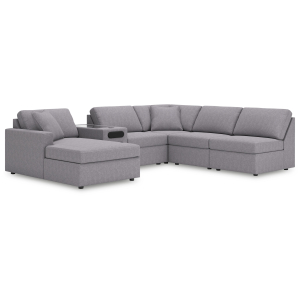 Modmax - 6-Piece Sectional With Laf Corner Chaise And Audio System Console - Granite