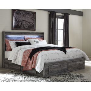 Baystorm - King Panel Bed with 6 Storage Drawers - Gray