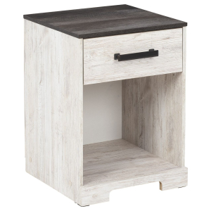 Shawburn - One Drawer Night Stand - Whitewash / Charcoal Gray