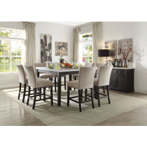 Nolan - Counter Height Table - White Marble Top & Salvage Dark Oak