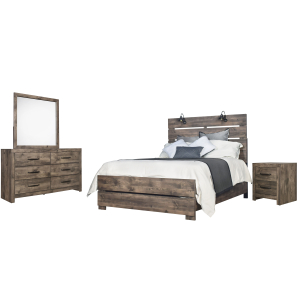 Misty Lodge - 6/6 Eastern King 4 Piece Bedroom Set (Bed & Dresser & Mirror & Nightstand) - Greige