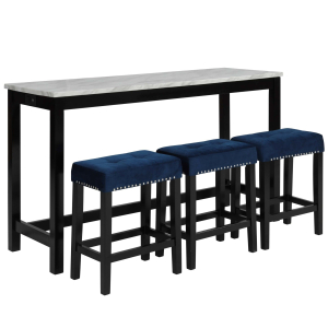 Celeste - 4 Piece Dining Set (Theater Bar Table & 3 Stools) - Blue