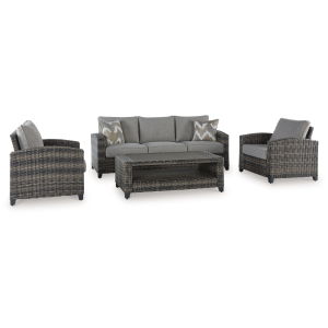 Oasis Court - Sofa, Chairs, Table Set (Set of 4) - Gray