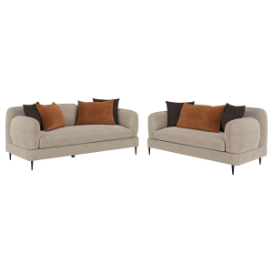 Jade - 2 Piece Chenille Upholstered Sofa Set - Latte