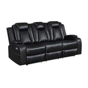 Orion II - Sofa With Power Headrest & Footrest - Black