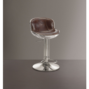 Brancaster - Adjustable Stool With Swivel - Vintage Brown Top Grain Leather & Aluminum