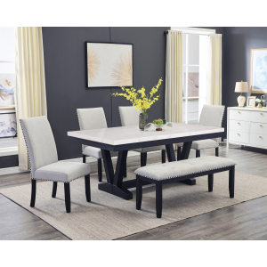 Varley - 6 Piece Dining Room Set - White / Gray