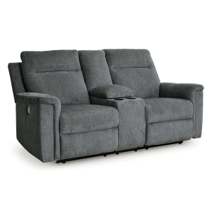 Barnsana - Dbl Power Reclining Loveseat with Console - Gravel