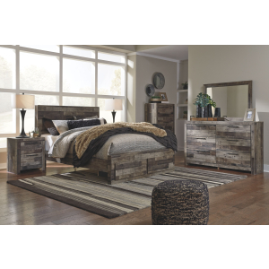 Derekson - 9 Pc. - Dresser, Mirror, Chest, Queen Panel Bed with 2 Storage Drawers, 2 Nightstands - Multi Gray