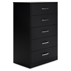 Finch - Black - Five Drawer Chest - 46