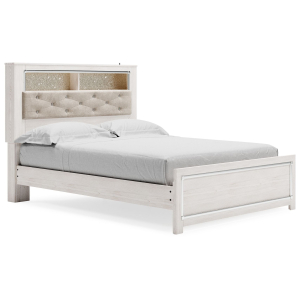 Altyra - Queen Panel Bookcase Bed With Roll Slats - White