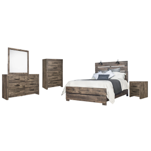 Misty Lodge - 6/6 Eastern King 5 Piece Bedroom Set (Bed & Dresser & Mirror & Nightstand & Chest) - Greige