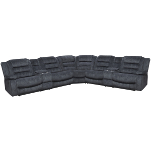 Bolton - 7 Piece Modular Reclining Sectional And Entertainment Console - Misty Storm